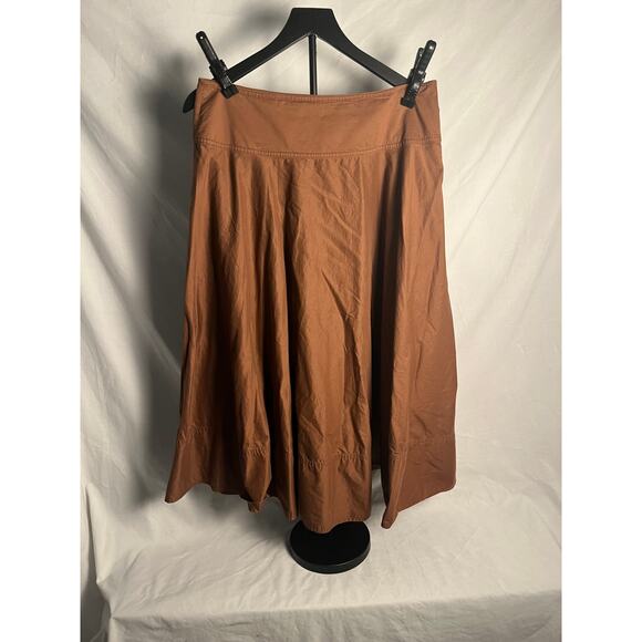 Lauren Ralph Lauren Cotton A-Line Skirt Women’s 12 Brown Green Label Boho - Picture 1 of 6